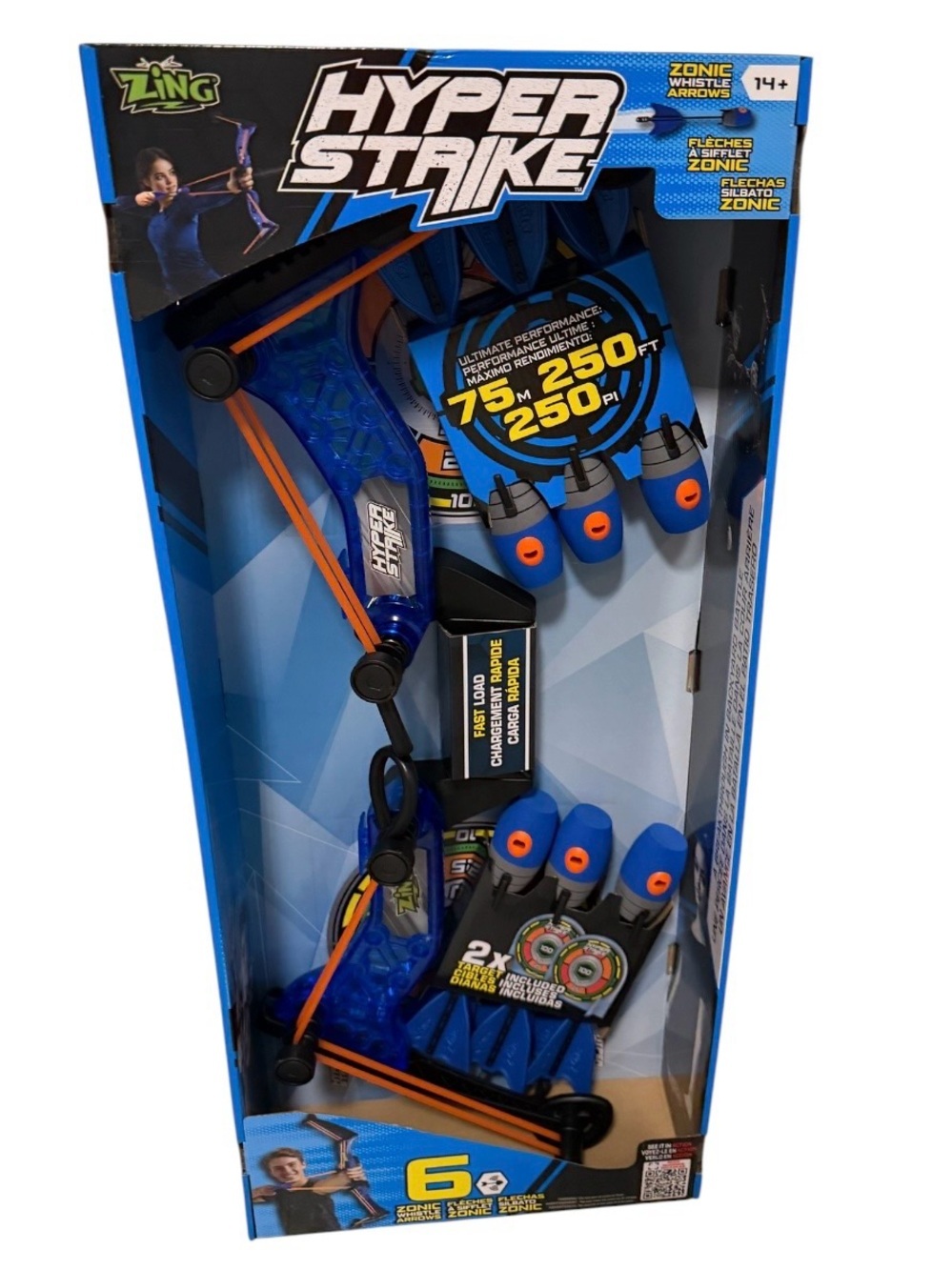 Zing Hyper Strike Bow & Foam Arrow Set - Blue with Orange Accents NEW